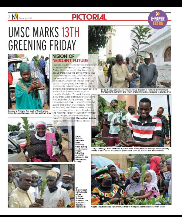 Press coverage e- news for the 13th greening Friday that took place on 15th April 2022