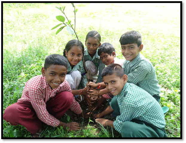 School children planting trees