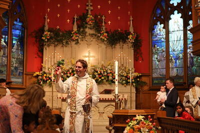 Rev. Andy Barnett leads Baptism service on the Second Sunday of Easter